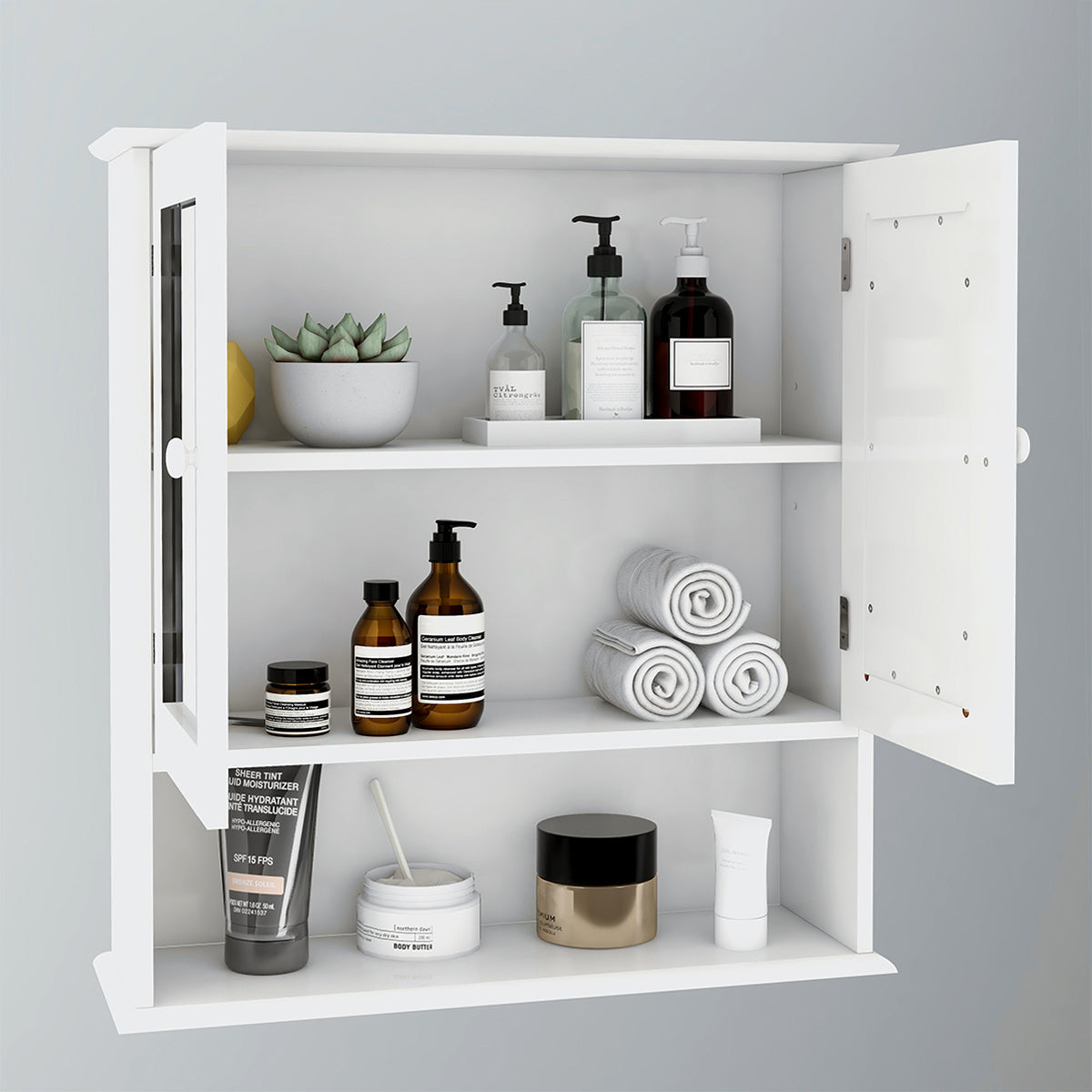 Dual Mirror Door Bathroom Cabinet