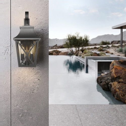 Modern Dual Black Outdoor Wall Lamp