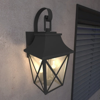 Modern Dual Black Outdoor Wall Lamp